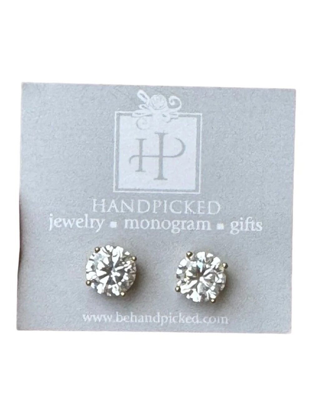 NWT Gold Prong Cubic Zirconia 10MM Stud Post Back Earrings Handpicked Sparkly
